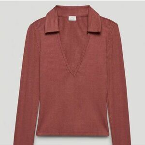 Aritzia Wilfred Ashy Rose Pink Charlotte Long Sleeve Top Size L